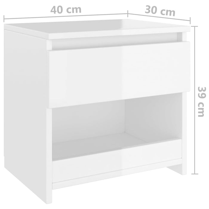 Bedside Cabinets 2 pcs High Gloss White 40x30x39 cm Engineered Wood