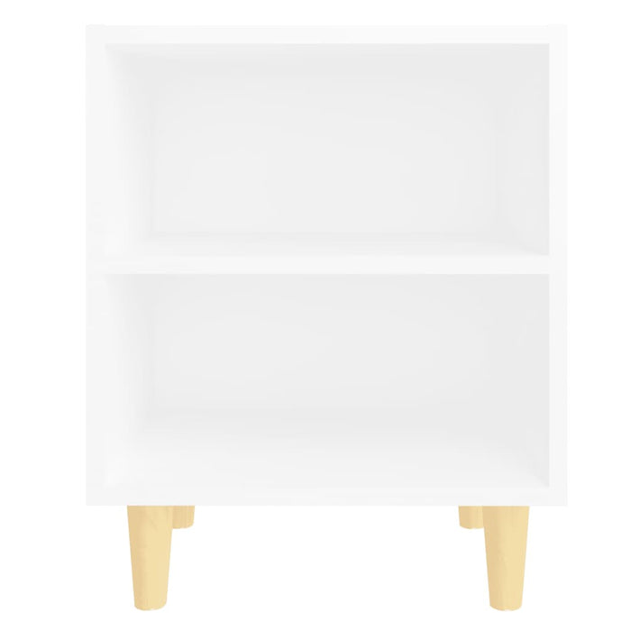 Bed Cabinets with Solid Wood Legs 2 pcs White 40x30x50 cm