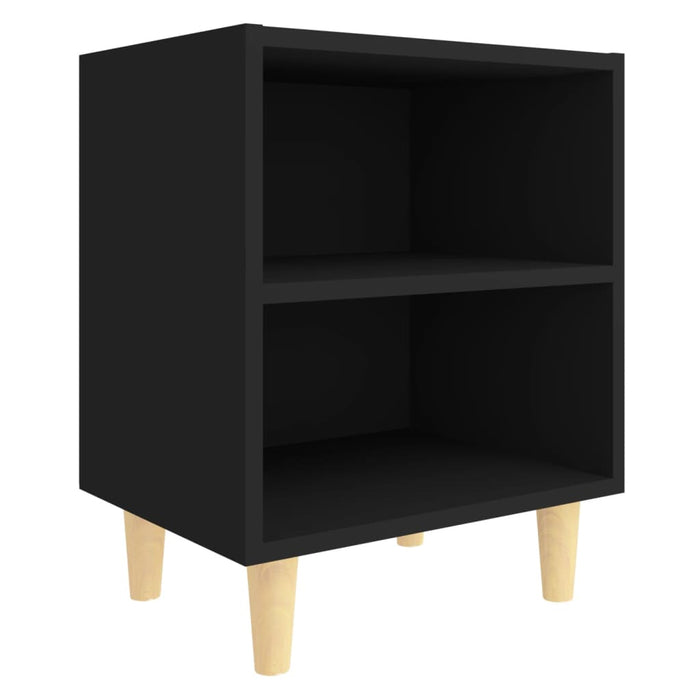 Bed Cabinet with Solid Wood Legs Black 40x30x50 cm