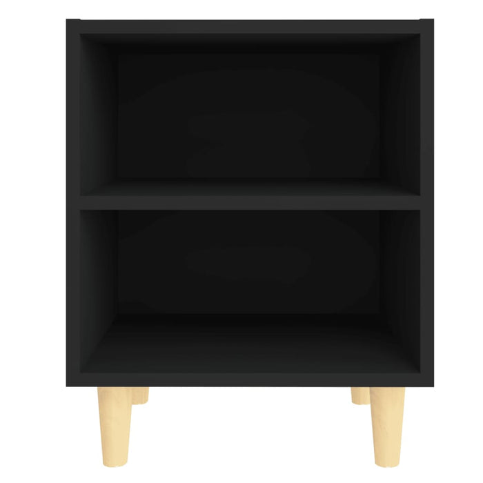 Bed Cabinet with Solid Wood Legs Black 40x30x50 cm