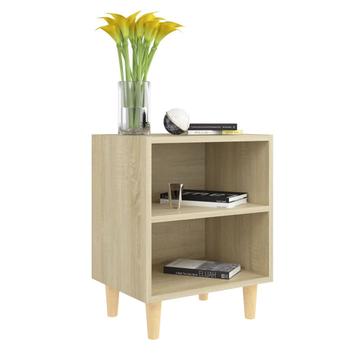 Bed Cabinet with Solid Wood Legs Sonoma Oak 40x30x50 cm