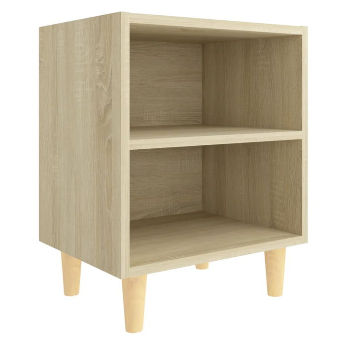 Bed Cabinets with Solid Wood Legs 2 pcs Sonoma Oak 40x30x50 cm