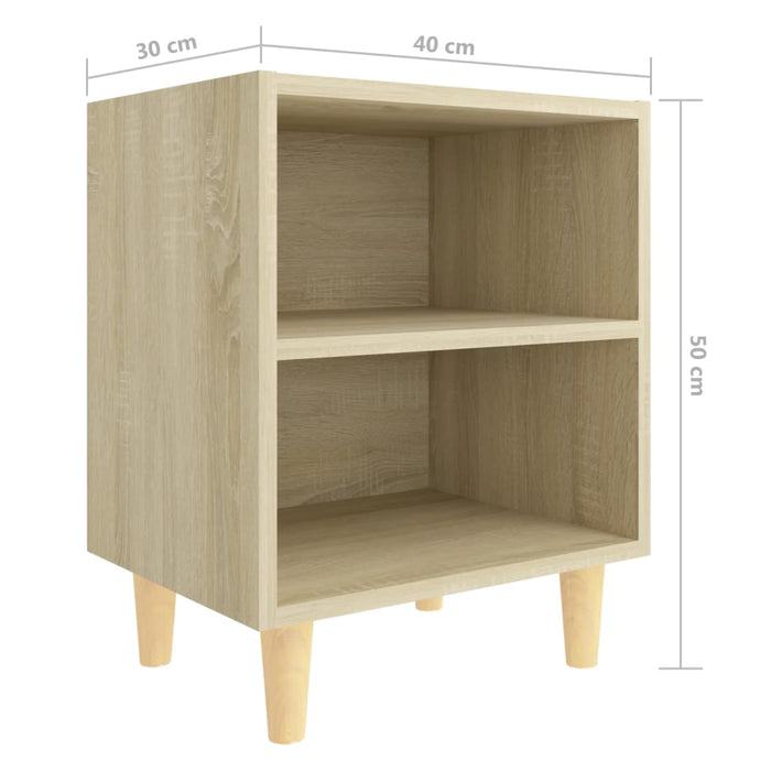 Bed Cabinets with Solid Wood Legs 2 pcs Sonoma Oak 40x30x50 cm