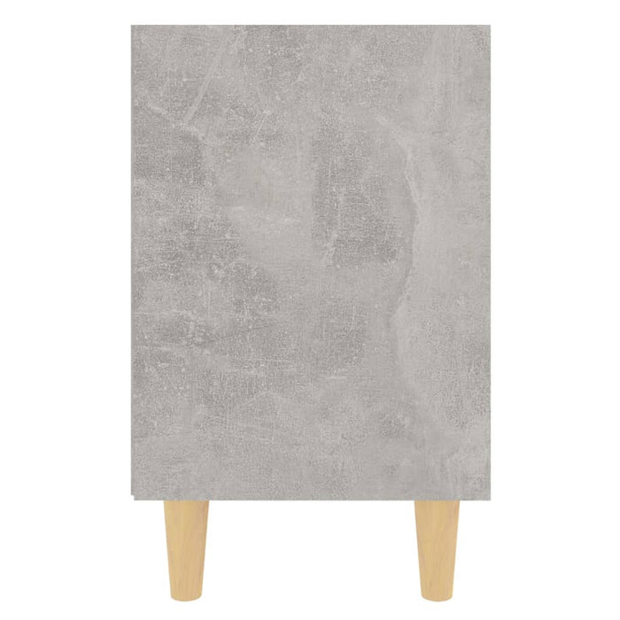 Bed Cabinet with Solid Wood Legs Concrete Grey 40x30x50 cm