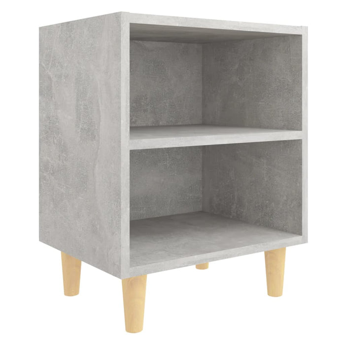 Bed Cabinets with Solid Wood Leg 2 pcs Concrete Grey 40x30x50cm