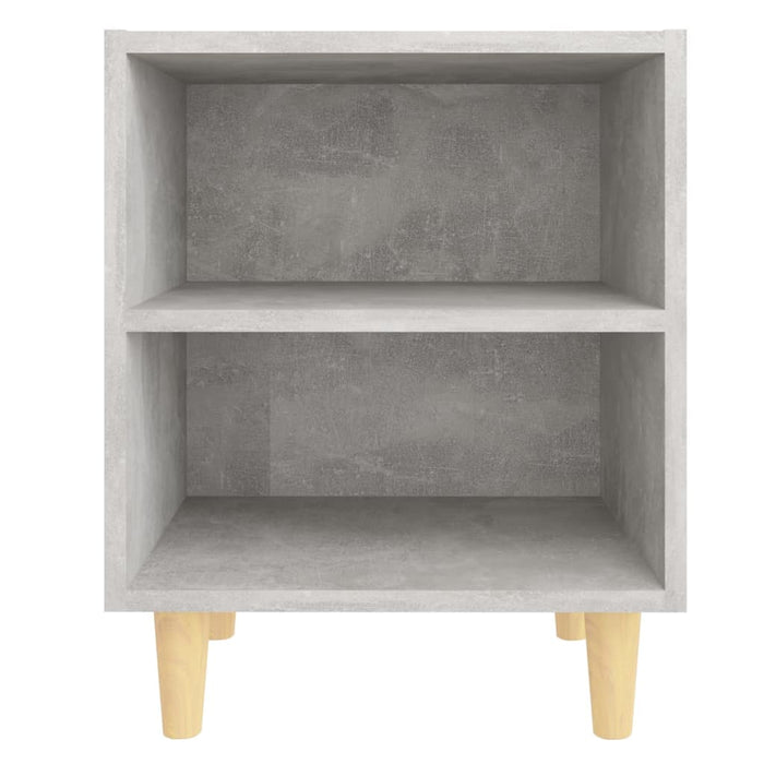 Bed Cabinets with Solid Wood Leg 2 pcs Concrete Grey 40x30x50cm