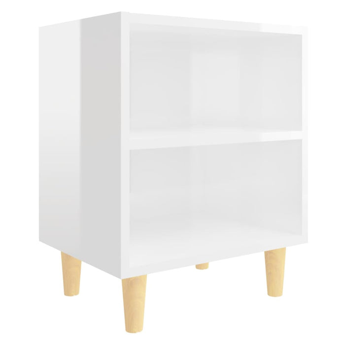 Bed Cabinets Solid Wood Legs 2 pcs High Gloss White 40x30x50 cm