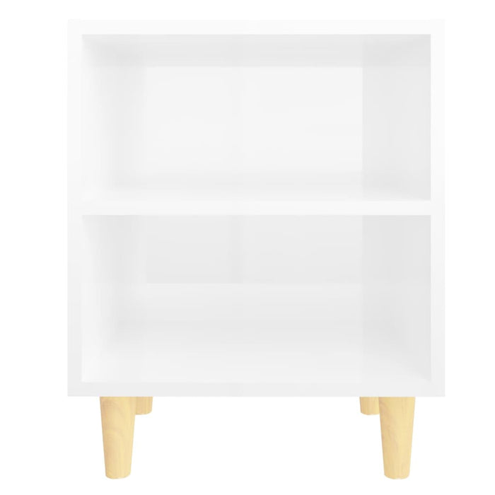 Bed Cabinets Solid Wood Legs 2 pcs High Gloss White 40x30x50 cm