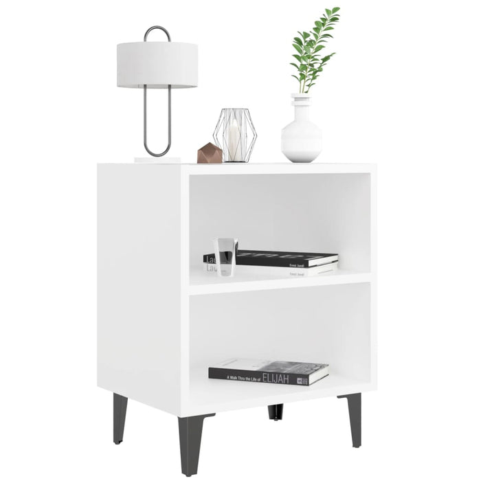 Bed Cabinet with Metal Legs White 40x30x50 cm