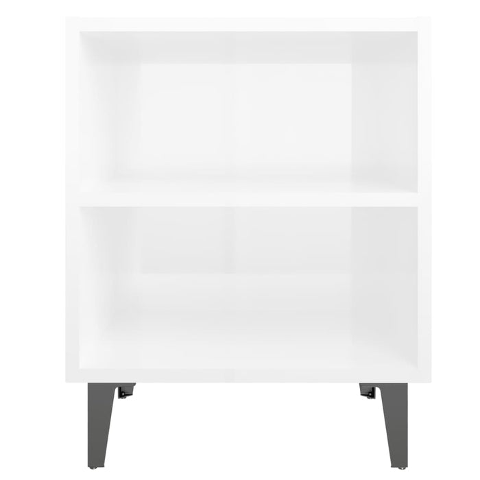 Bed Cabinet with Metal Legs High Gloss White 40x30x50 cm