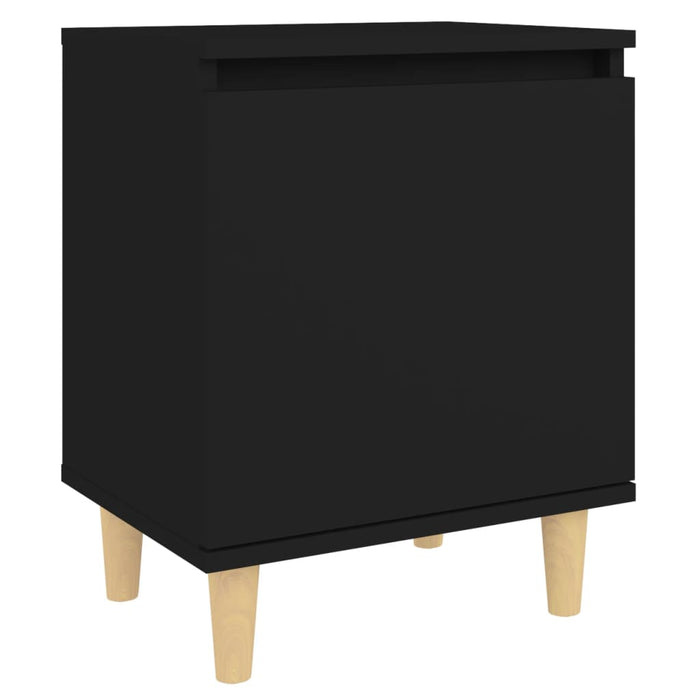 Bed Cabinet with Solid Wood Legs Black 40x30x50 cm