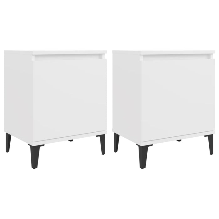 Bed Cabinets with Metal Legs White 40x30x50 cm