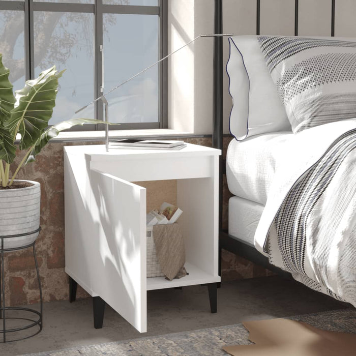 Bed Cabinets with Metal Legs White 40x30x50 cm