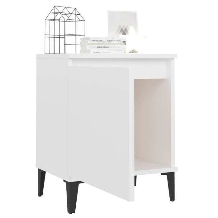 Bed Cabinets with Metal Legs White 40x30x50 cm