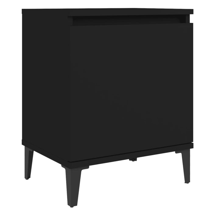 Bed Cabinet with Metal Legs Black 40x30x50 cm