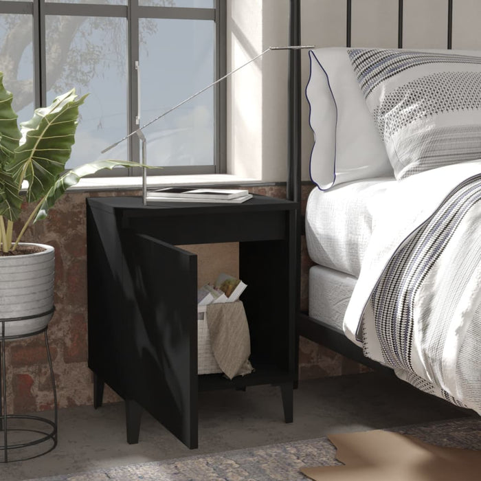 Bed Cabinet with Metal Legs Black 40x30x50 cm