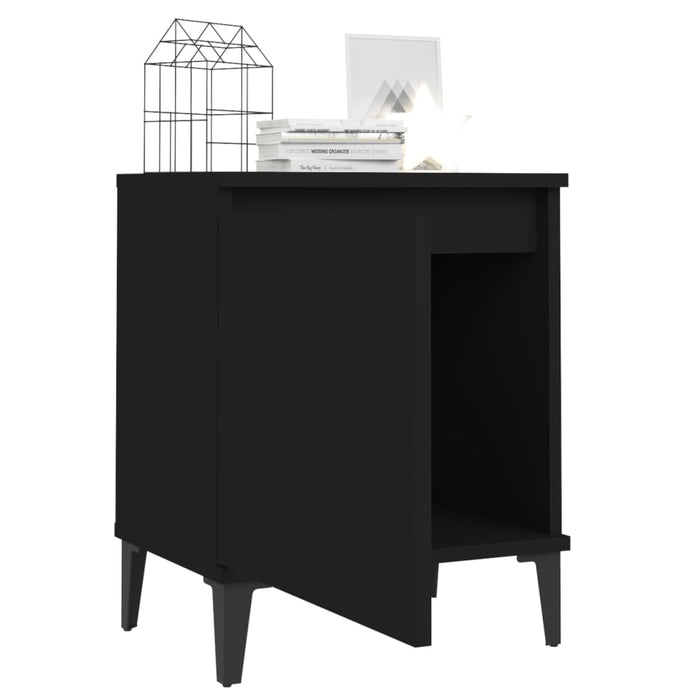 Bed Cabinet with Metal Legs Black 40x30x50 cm