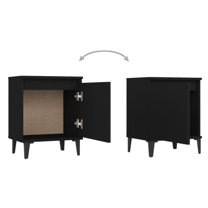 Bed Cabinet with Metal Legs Black 40x30x50 cm