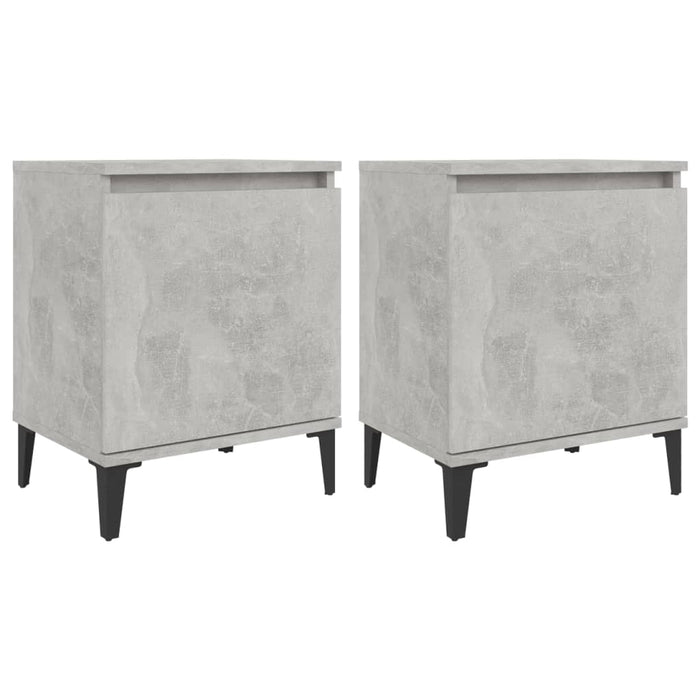 Bed Cabinets with Metal Legs Concrete Grey 40x30x50 cm