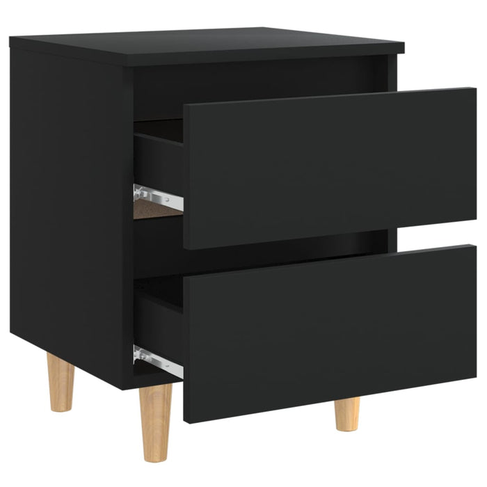 Bed Cabinet with Solid Pinewood Legs Black 40x35x50 cm