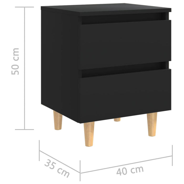 Bed Cabinet with Solid Pinewood Legs Black 40x35x50 cm