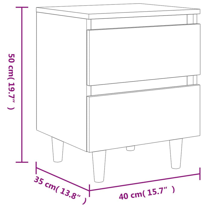 Bed Cabinet with Solid Pinewood Legs Sonoma Oak 40x35x50 cm