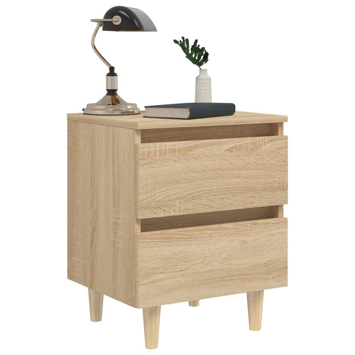 Bed Cabinets & Solid Pinewood Legs 2 pcs Sonoma Oak 40x35x50 cm