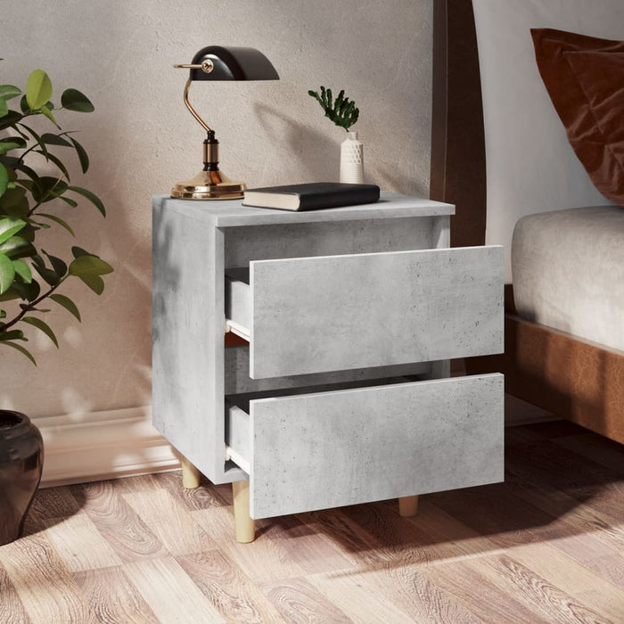 Bed Cabinets & Solid Pinewood Legs 2 pcs Concrete Grey 40x35x50 cm