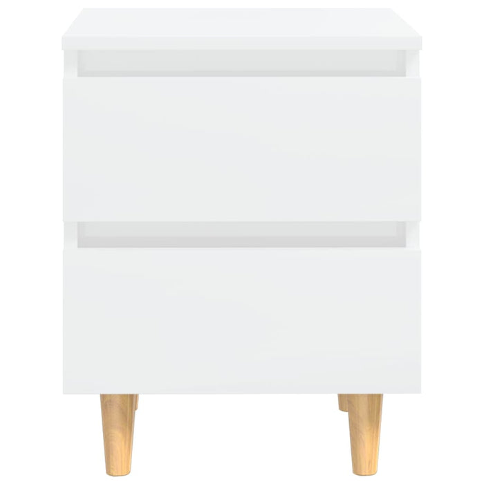 Bed Cabinets & Pinewood Legs 2 pcs High Gloss White 40x35x50cm