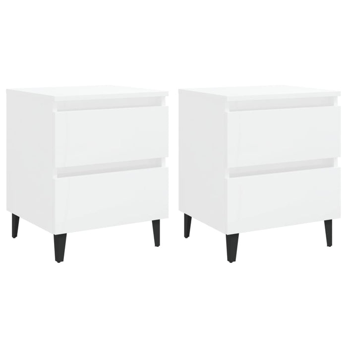 Bed Cabinets 2 pcs High Gloss White 40x35x50 cm Engineered Wood