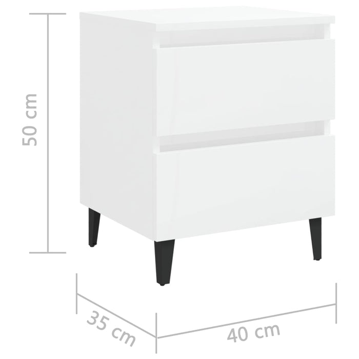 Bed Cabinets 2 pcs High Gloss White 40x35x50 cm Engineered Wood