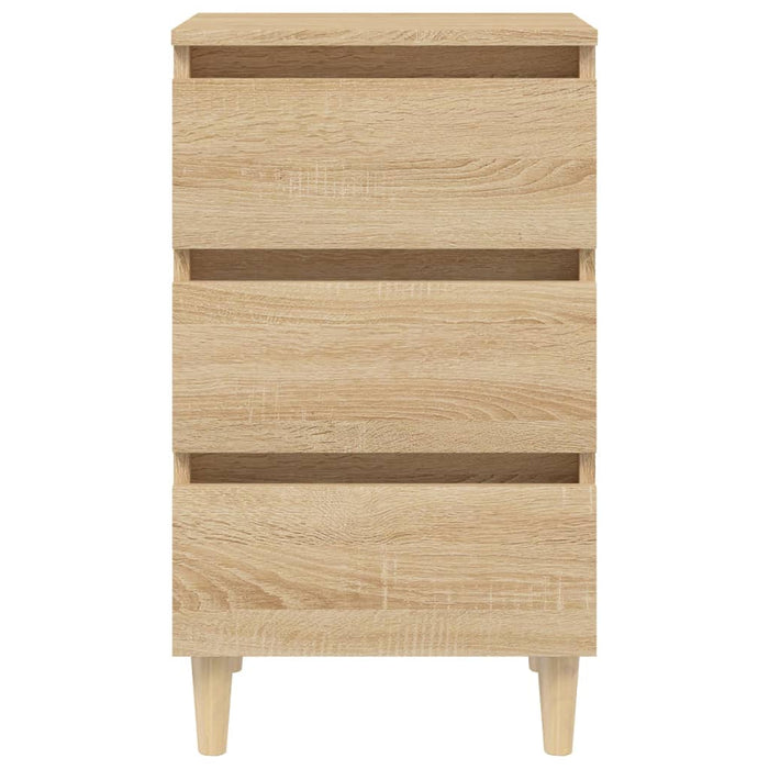 Bed Cabinet with Solid Wood Legs Sonoma Oak 40x35x69 cm