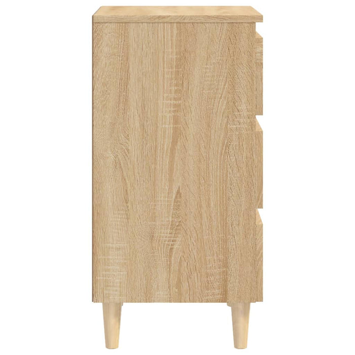 Bed Cabinet with Solid Wood Legs Sonoma Oak 40x35x69 cm