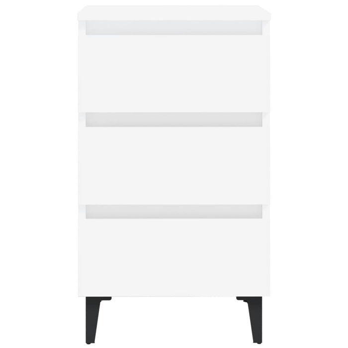 Bed Cabinet with Metal Legs White 40x35x69 cm