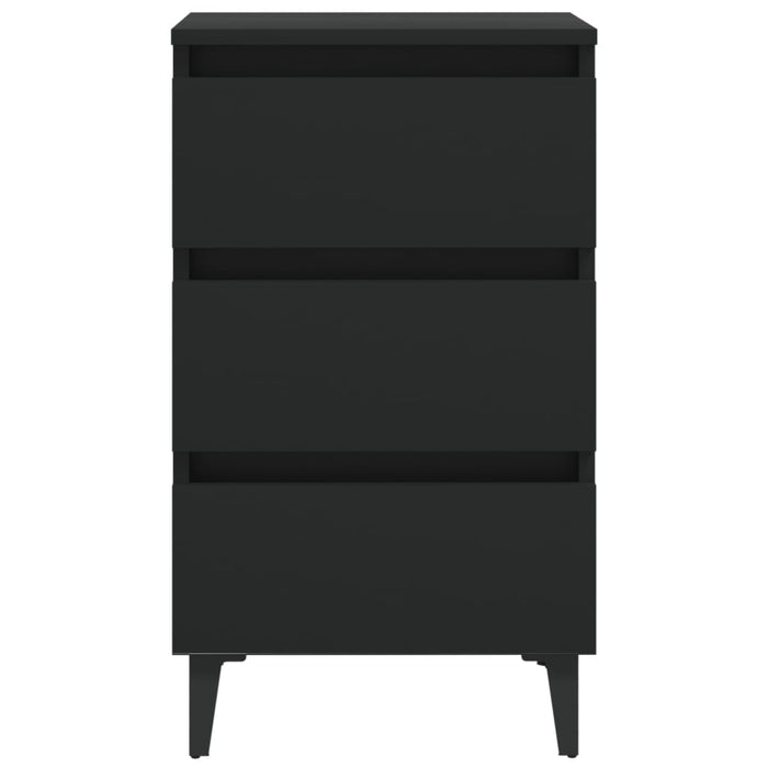 Bed Cabinet with Metal Legs Black 40x35x69 cm