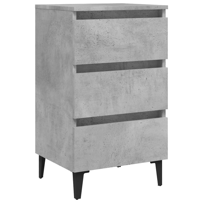 Bed Cabinet with Metal Legs 2 pcs Concrete Grey 40x35x69 cm