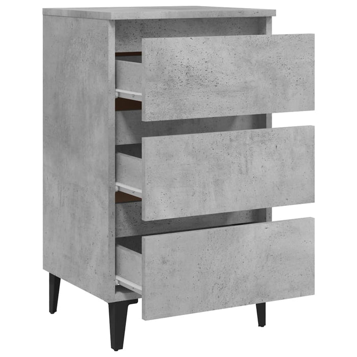 Bed Cabinet with Metal Legs 2 pcs Concrete Grey 40x35x69 cm