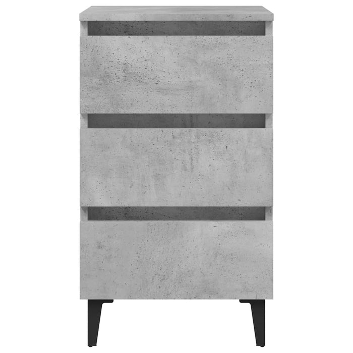 Bed Cabinet with Metal Legs 2 pcs Concrete Grey 40x35x69 cm