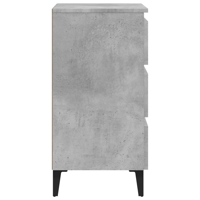 Bed Cabinet with Metal Legs 2 pcs Concrete Grey 40x35x69 cm