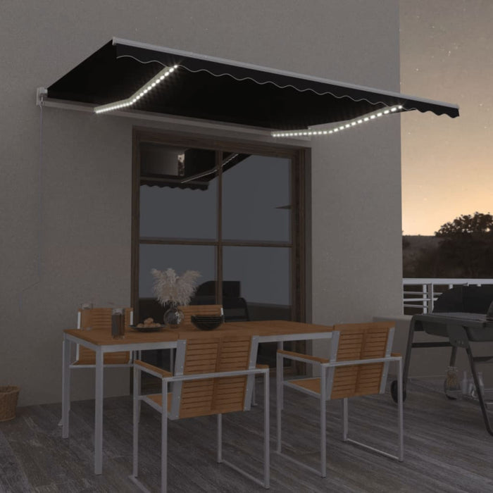 Copertina retractabila manuala cu LED 400x300 cm Antracit