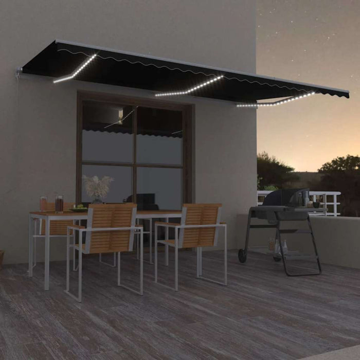 Copertina retractabila manuala cu LED 600x300 cm Antracit