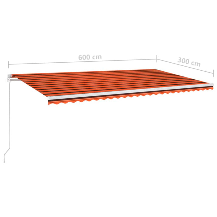 Copertina Retractabila Manuala cu LED 600x300 cm Portocaliu si Maro