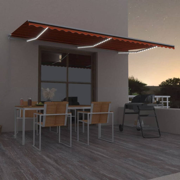 Copertina Retractabila Manuala cu LED 600x300 cm Portocaliu si Maro