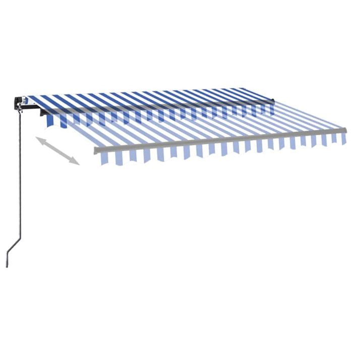 Manual Retractable Awning with LED 350x250 cm Blue and White