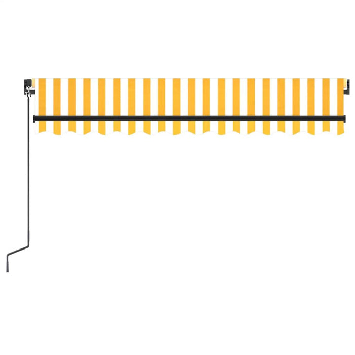 Manual Retractable Awning with LED 350x250 cm Yellow and White