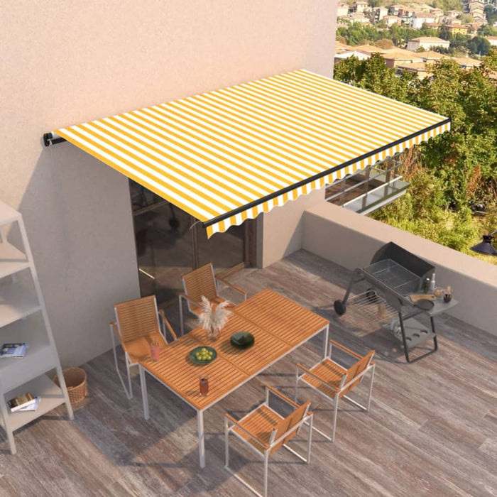 Manual Retractable Awning 500x300 cm Yellow and White