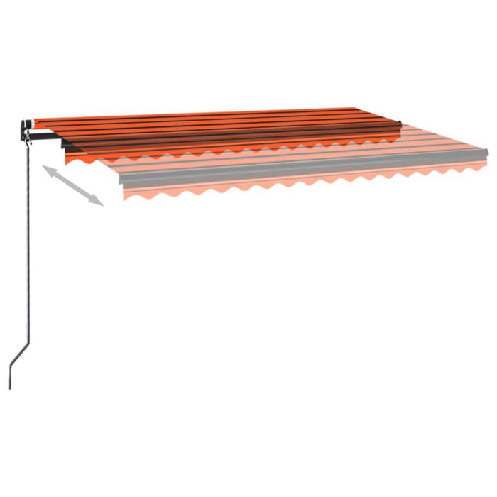 Manual Retractable Awning with LED 400x350 cm Orange and Brown