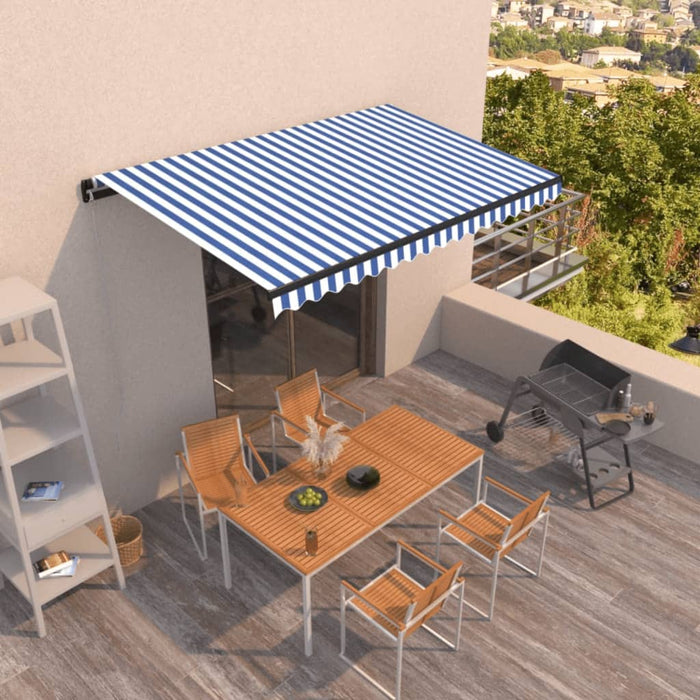 Copertina retractabila manuala 450x350 cm Albastru si Alb