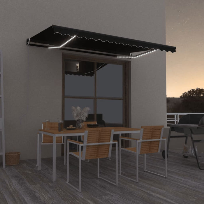 Copertina retractabila manuala cu LED 450x350 cm Antracit