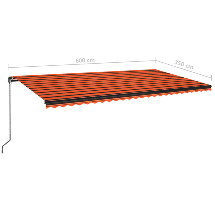 Manual Retractable Awning 600x350 cm Orange and Brown